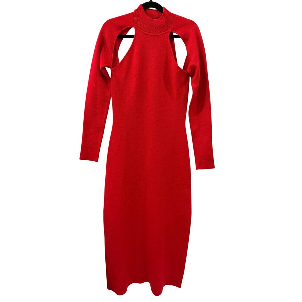 Victor Glemaud Red Wool Knit Cutout Maxi Dress Size L